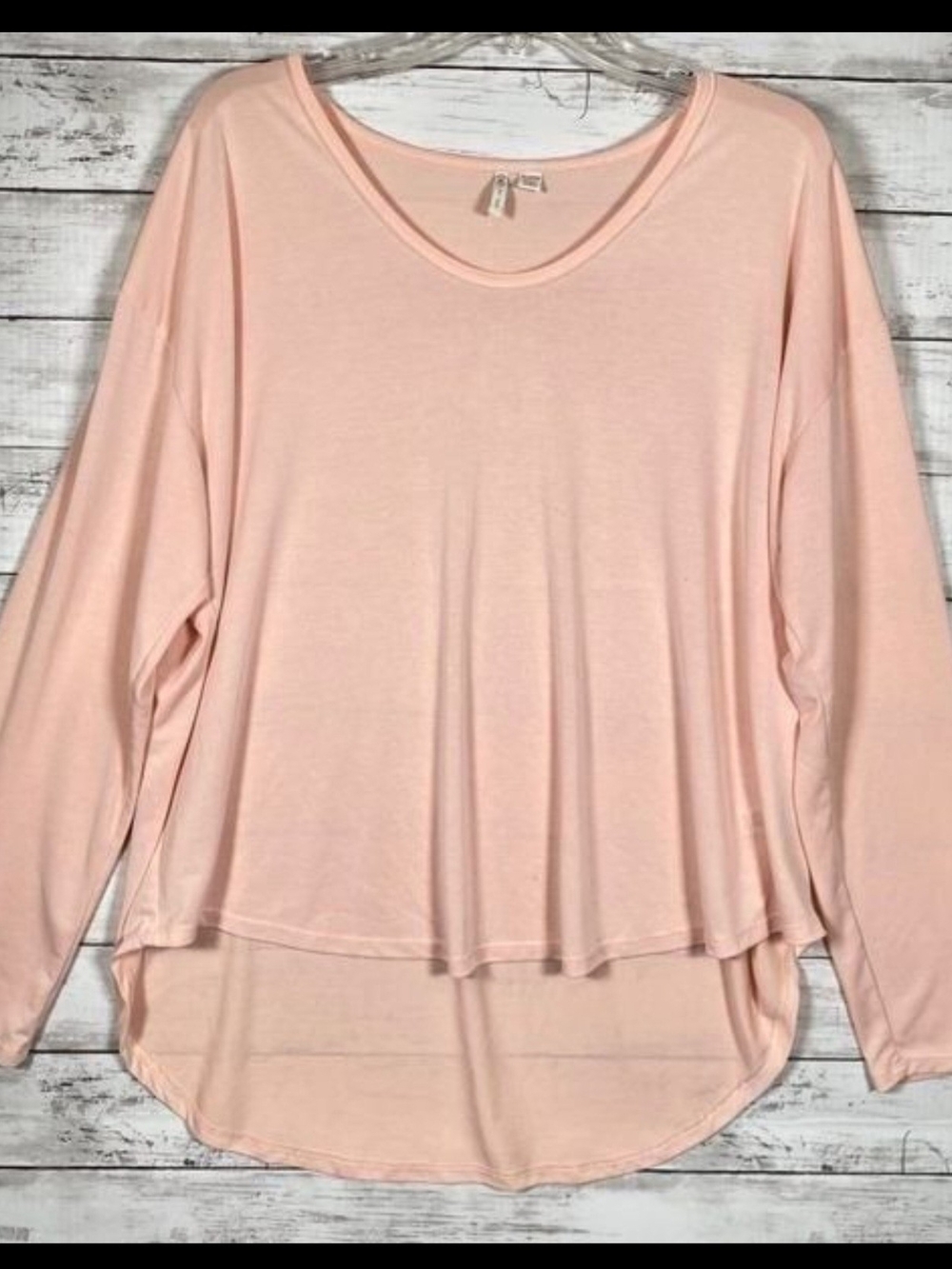Women's Lightweight Long Sleeve Scoop Neck Top - Blush Pink Size 18/20